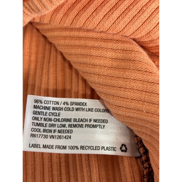 Wild Fable Orange Ribbed Long Sleeve Crop Top Contrast Stitching Womens Small S - Picture 4 of 4